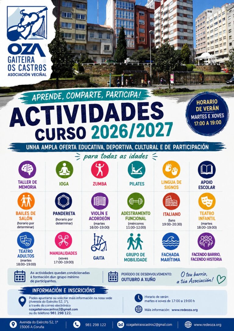 A Asociación Veciñal Oza-Gaiteira–Os Castros presenta a súa programación de actividades para o curso 2026/2027